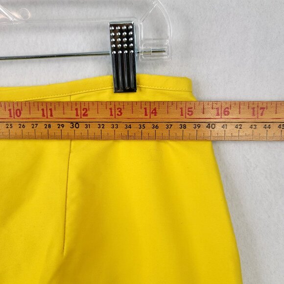 Black Label Talbots Lined Yellow Cotton Pencil Skirt White Embroidery Zip Sz 4 - Picture 8 of 9
